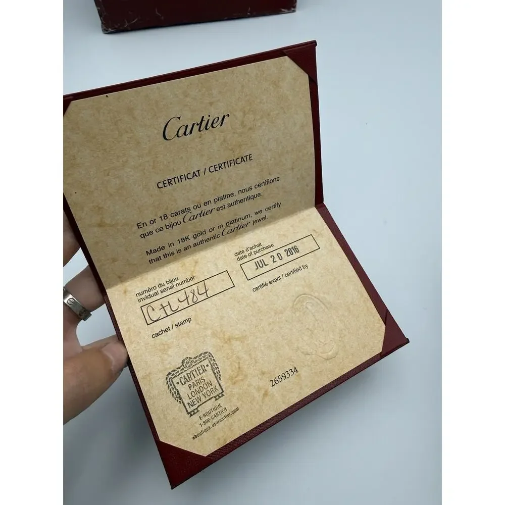 Authentic Cartier Jewelry Ring Box Set With Certificate Booklet & Papers 2016
